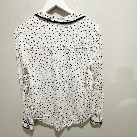 ANTHROPOLOGIE MAEVE Women’s Navy Blue White ART HOUSE Polka Dot Button Up Top 4 - Picture 3 of 7